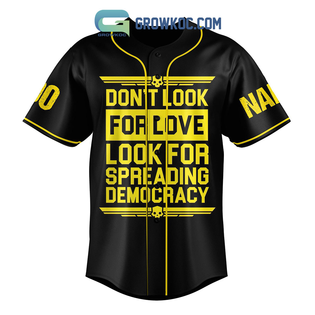 Helldivers Service Is Mandatory Spread Managed Democracy Personalized Baseball Jersey baseball jersey product view 2