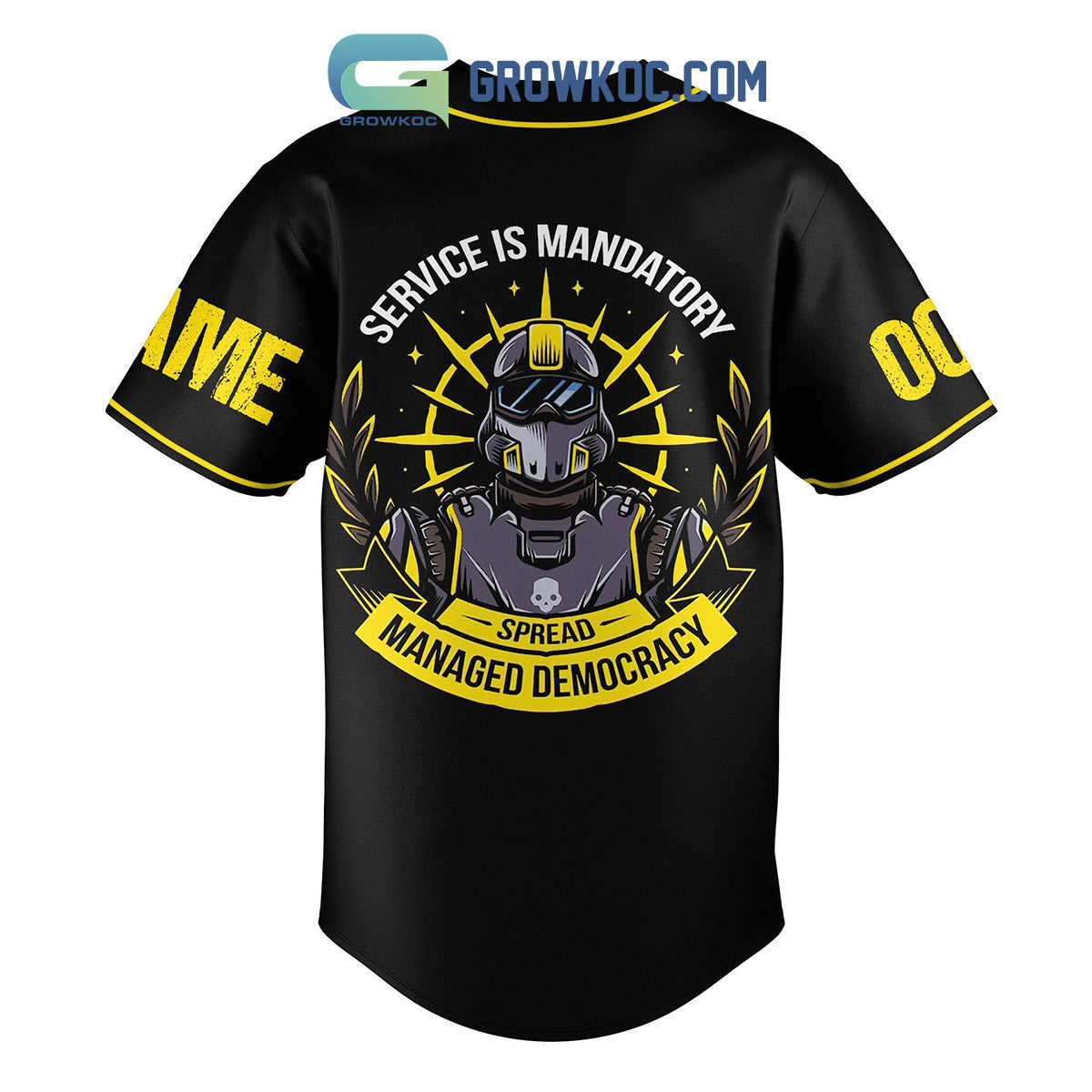 Helldivers Service Is Mandatory Spread Managed Democracy Personalized Baseball Jersey baseball jersey product view 3