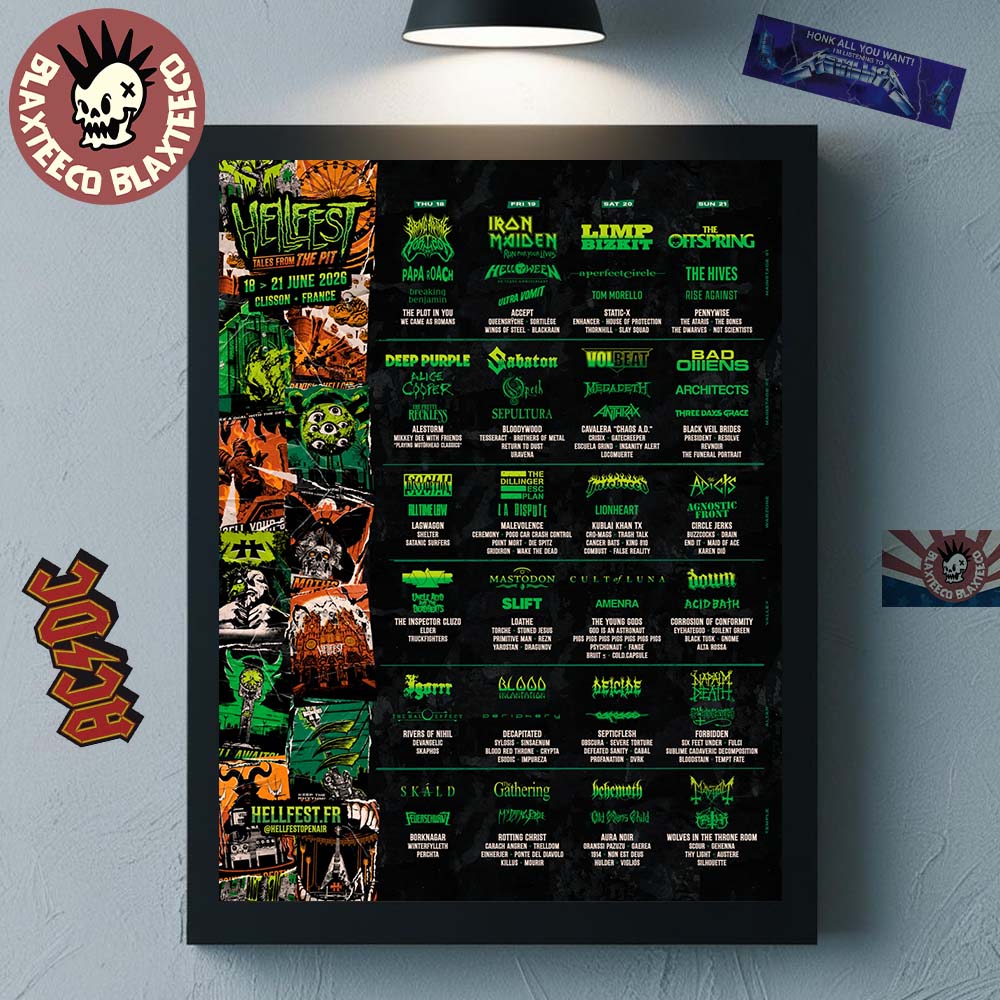 Hellfest Open Air Festival 2026 Tales From The Pit In Clisson France From 18 To 21 June 2026 Full Lineup Home Decor Poster Canvas - T-Shirt, Sweatshirt, Hoodie