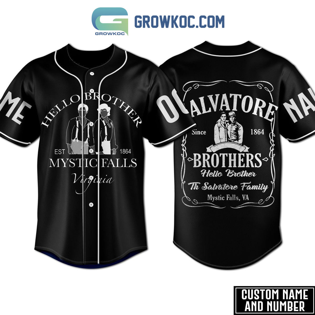 Hello Brother Mystic Falls Virginia Personalized Baseball Jersey baseball jersey product view 3