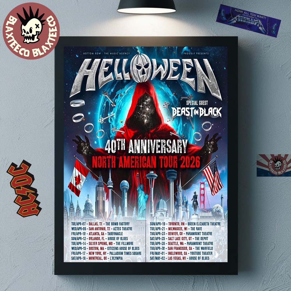 Helloween 40th Anniversary North American Tour 2026 Schedule Dates Home Decor Poster Canvas - T-Shirt, Sweatshirt, Hoodie