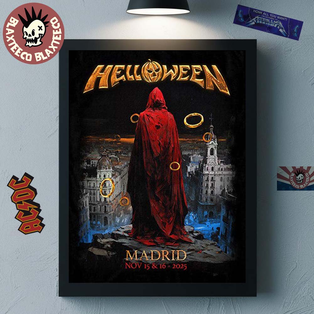 Helloween Madrid Spain 2025 Pop Up Shop Merch Poster On November 15 And 16 2025 Home Decor Poster Canvas - T-Shirt, Sweatshirt, Hoodie