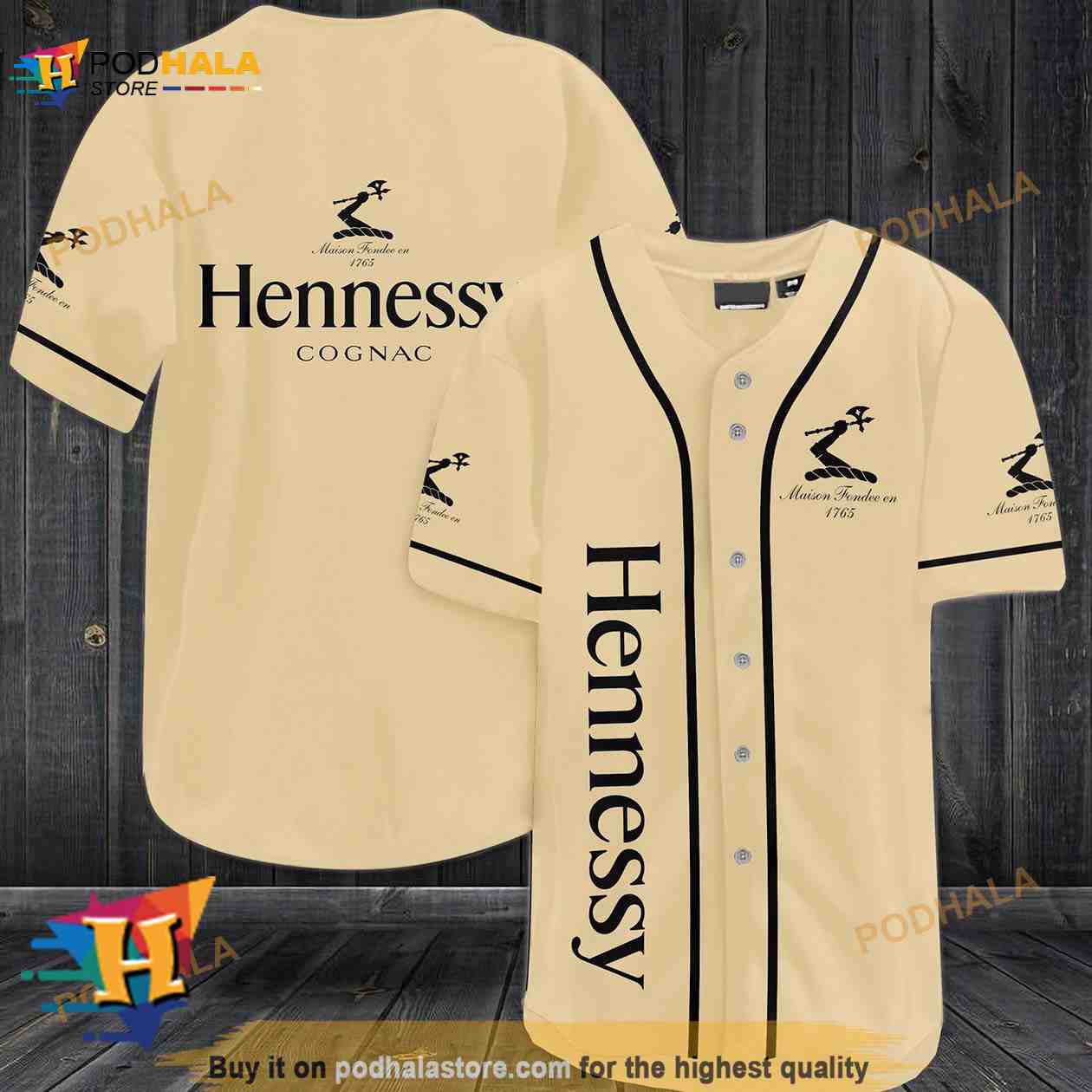 Hennessy Cognac 3D Baseball Jersey baseball jersey product view 1