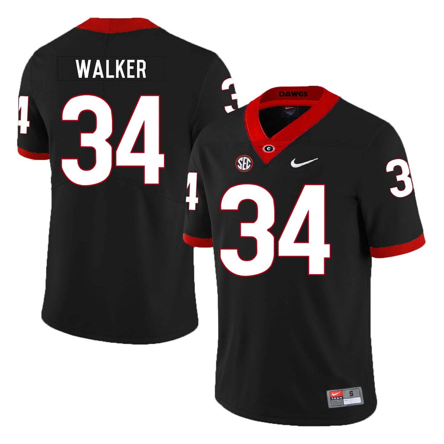 Herchel Walker 34 Black College Football Jersey football jersey product view 1