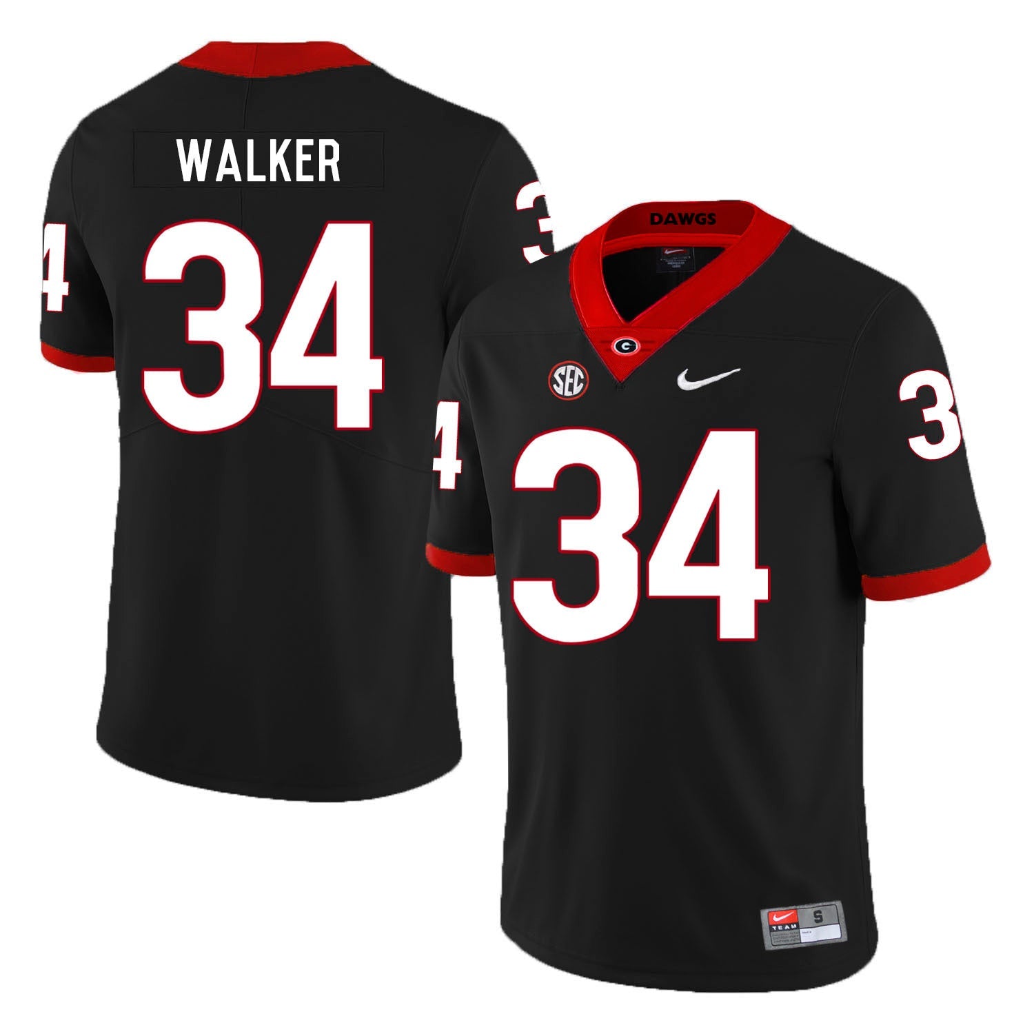 Herchel Walker 34 Black College Football Jersey football jersey product view 1