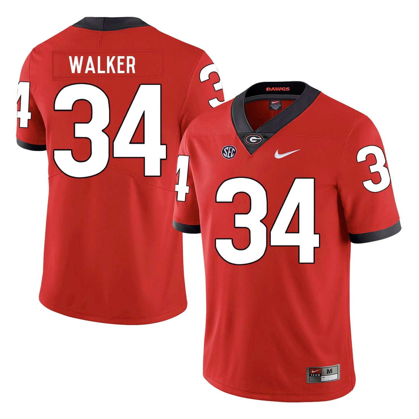 Herchel Walker 34 Red College Football Jersey football jersey product view 1