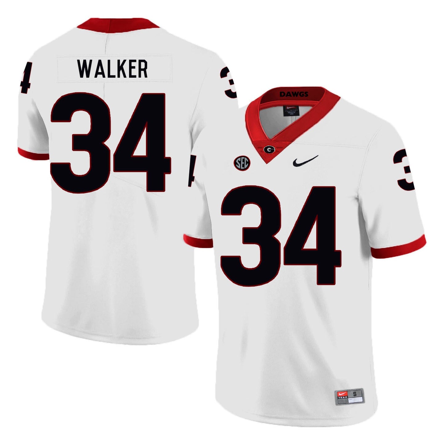 Herchel Walker 34 White College Football Jersey football jersey product view 1
