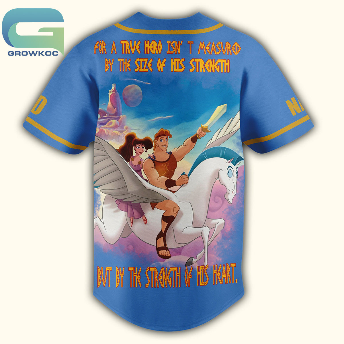 Hercules A True Hero Is Measured By The Strength Of His Heart Personalized Baseball Jersey baseball jersey product view 2