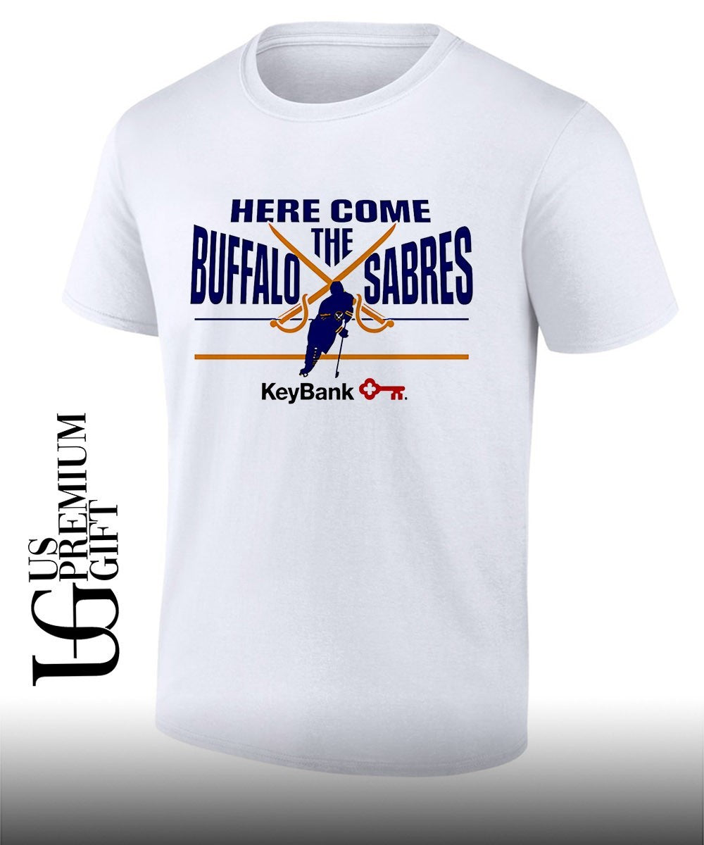 Here Come The Buffalo Sabres hockey 2026 Keybank shirt Unisex T-shirt, Sweatshirt, Hoodie, Long Sleeve Tee - T-Shirt, Sweatshirt, Hoodie