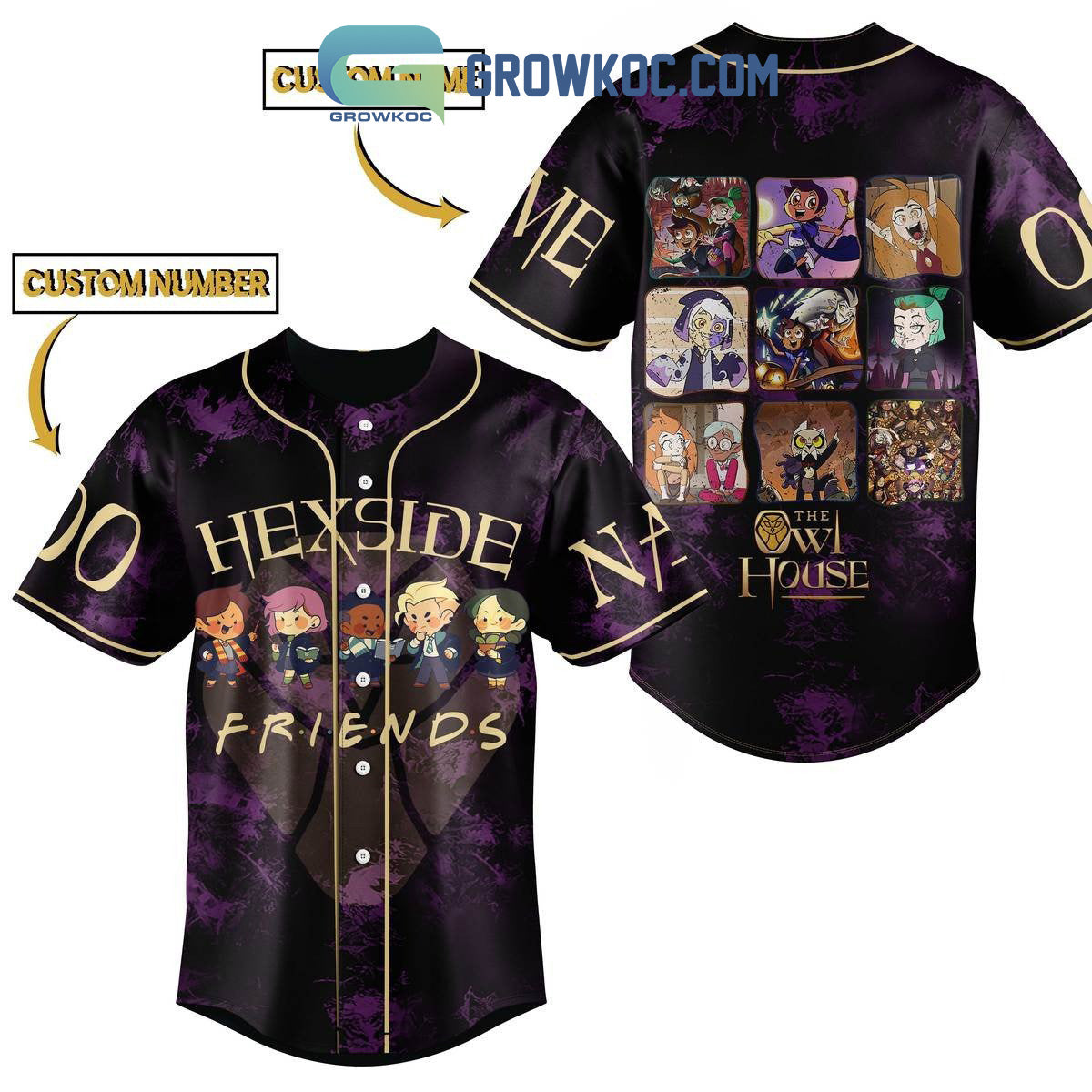 Hexside Friends The Owl House Personalized Baseball Jersey baseball jersey product view 1