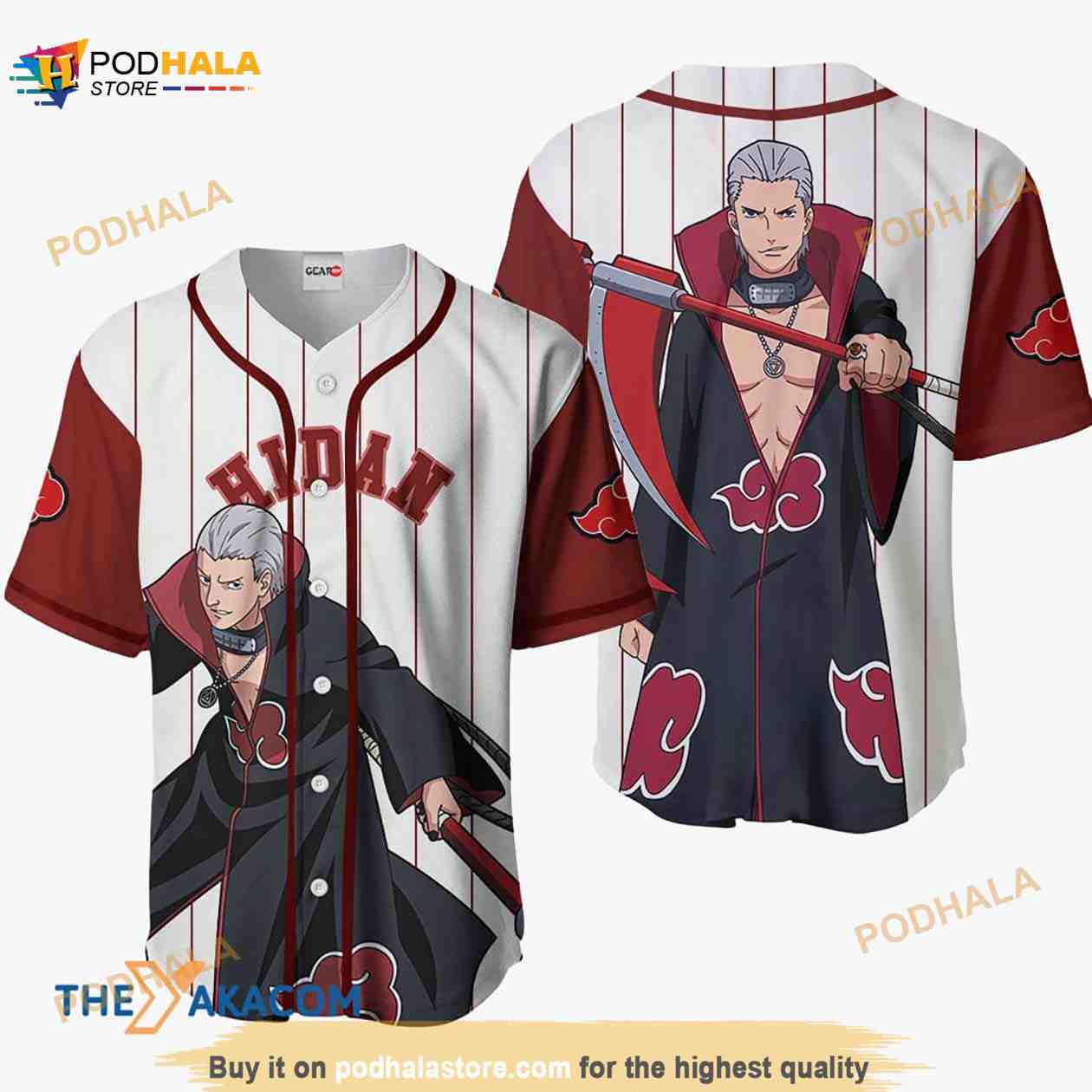 Hidan Akatsuki Anime Sport Style 3D Baseball Jersey Shirt baseball jersey product view 1