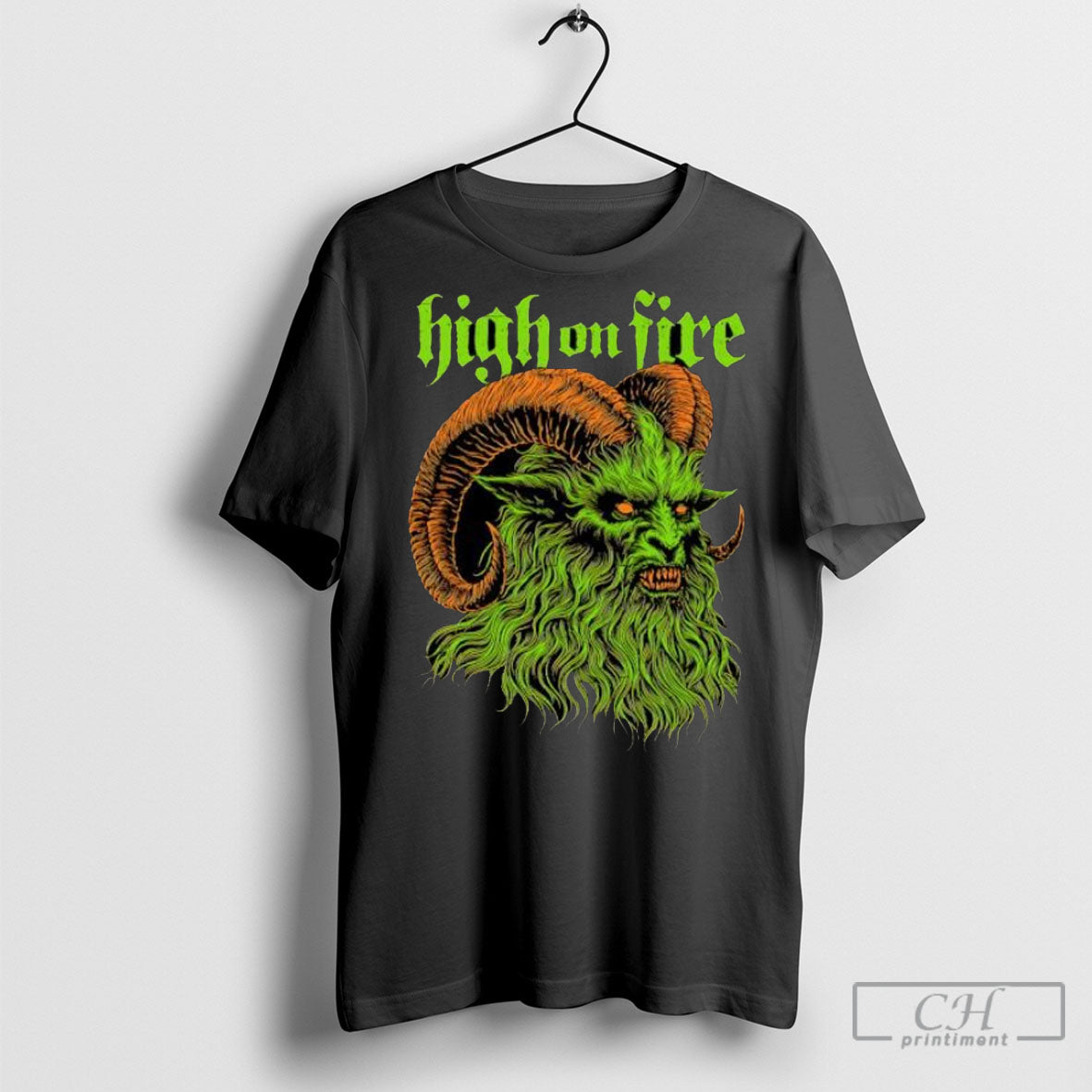 High On Fire Demonic Green Ram Monster Head Metal Band Shirt Tee Unisex T-shirt, Sweatshirt, Hoodie, Long Sleeve Tee - T-Shirt, Sweatshirt, Hoodie