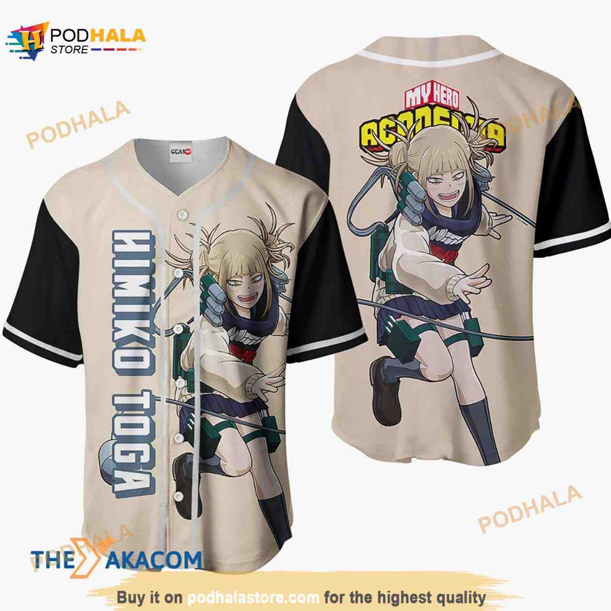 Himiko Toga My Hero Academia Anime 3D Baseball Jersey Shirt baseball jersey product view 1