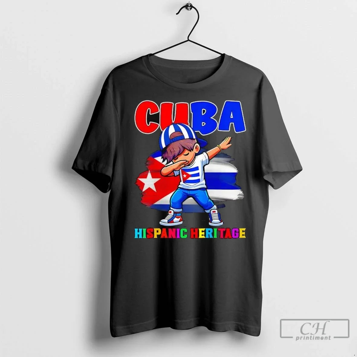 Hispanic Heritage Month Cuban Flag Cuba Dabbing T Shirts Unisex T-shirt, Sweatshirt, Hoodie, Long Sleeve Tee - T-Shirt, Sweatshirt, Hoodie