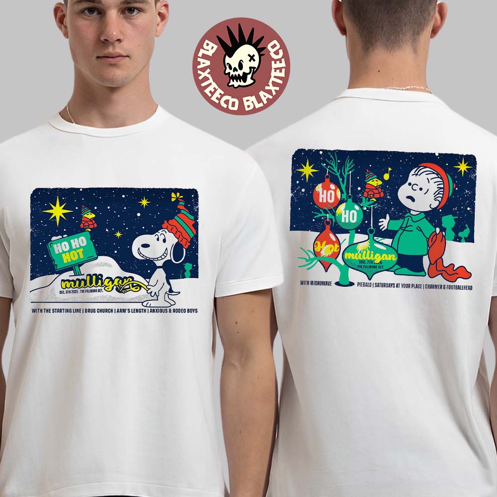 Ho Ho Hot Mulligan Detroit Michigan 2025 Night 1 And 2 Combined VIP Poster At The Fillmore On December 6 And 7 2025 Festive The Peanuts Two Sided T-Shirt - T-Shirt, Sweatshirt, Hoodie