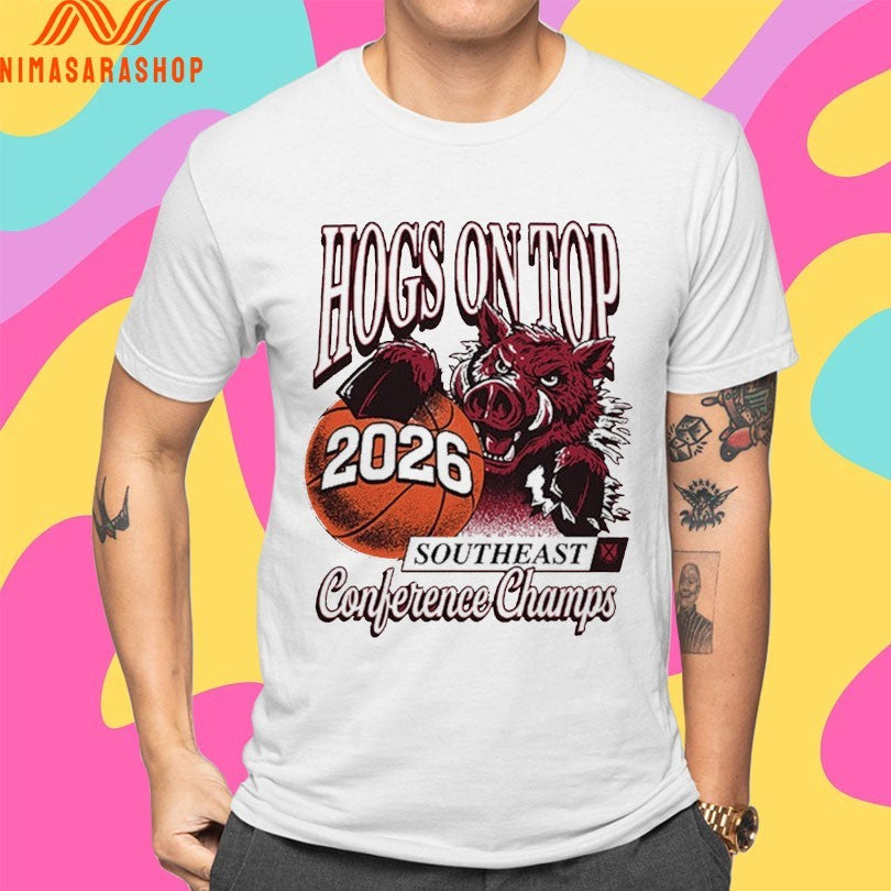 Hogs On Top 2026 Southeast Conference Champs - Adult & Kids T-Shirts, Sweatshirts & Hoodies apparel design preview 4