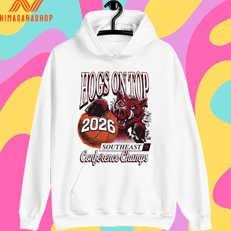 Hogs On Top 2026 Southeast Conference Champs - Adult & Kids T-Shirts, Sweatshirts & Hoodies apparel design preview 2