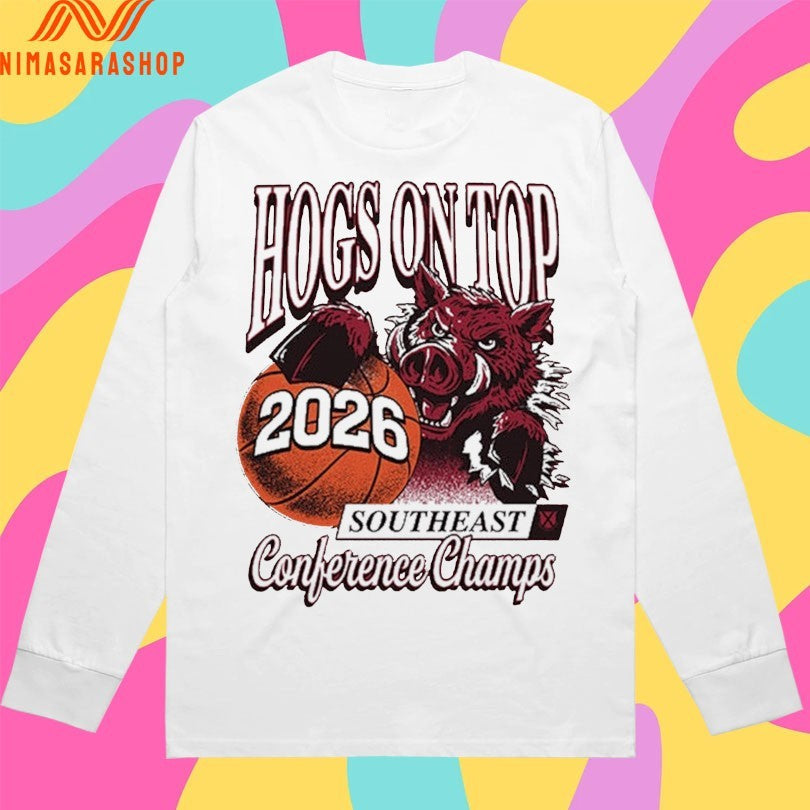 Hogs On Top 2026 Southeast Conference Champs - Adult & Kids T-Shirts, Sweatshirts & Hoodies apparel design preview 3