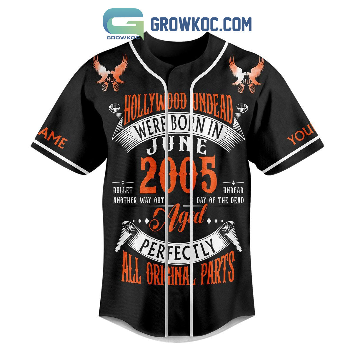 Hollywood Undead Better Run Here We Come It’s The Day Of The Dead Personalized Baseball Jersey baseball jersey product view 2