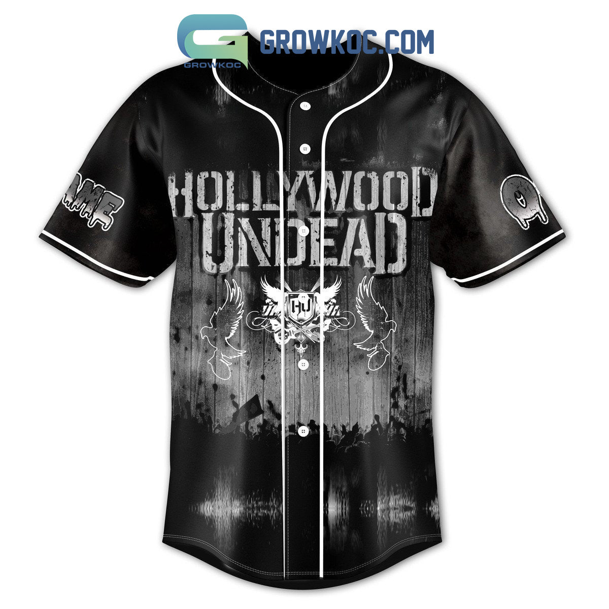 Hollywood Undead Hold On Holy Ghost Go On Personalized Baseball Jersey baseball jersey product view 2