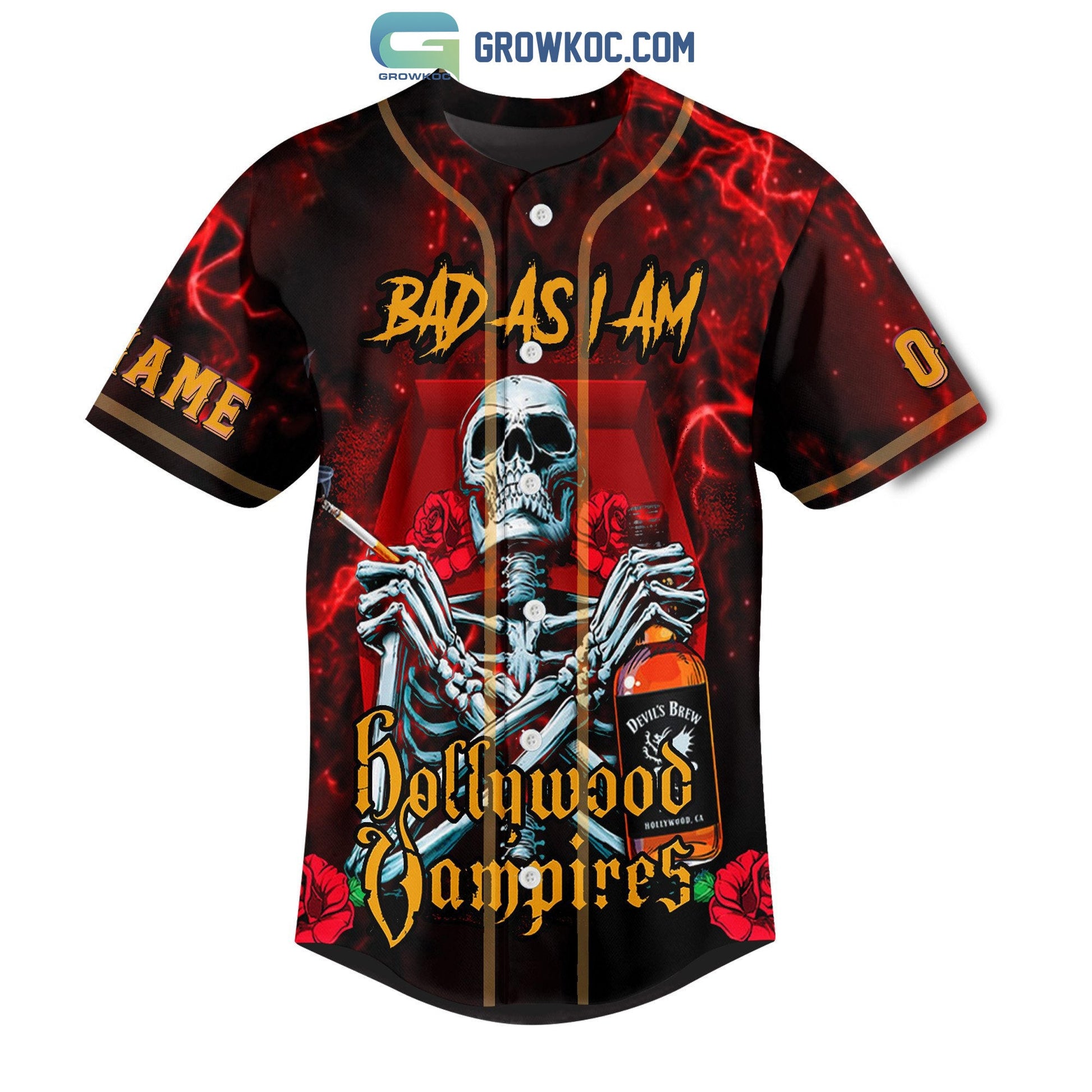 Hollywood Vampires Bad As I Am Personalized Baseball Jersey baseball jersey product view 2
