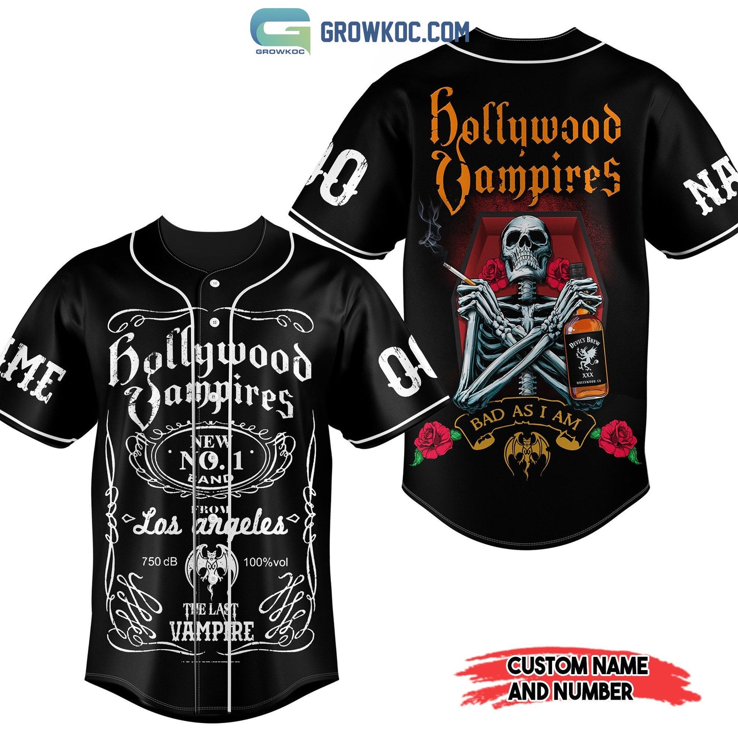 Hollywood Vampires Bad As I Am The Last Vampire Personalized Baseball Jersey baseball jersey product view 2