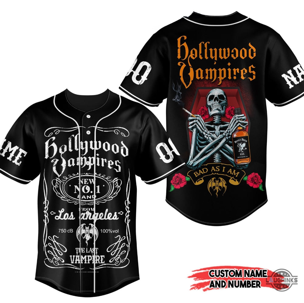 Hollywood Vampires Baseball Jersey Shirt Bad As I Am The Last Vampire Hollywood Vampires Tour 2023 Hollywood Vampires Tshirt baseball jersey product view 1