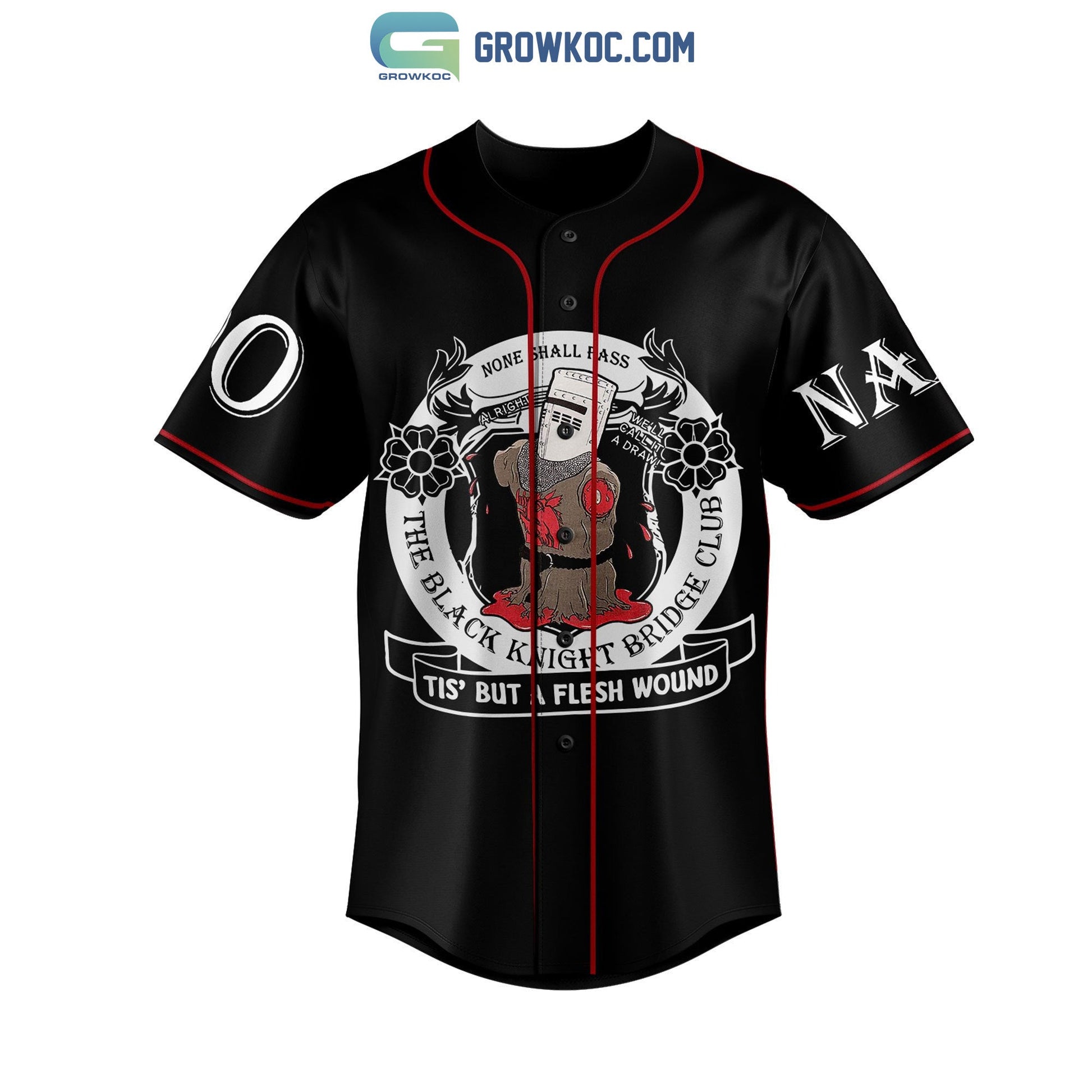 Holy Grail The Black Knight Bridge Club Personalized Baseball Jersey baseball jersey product view 1