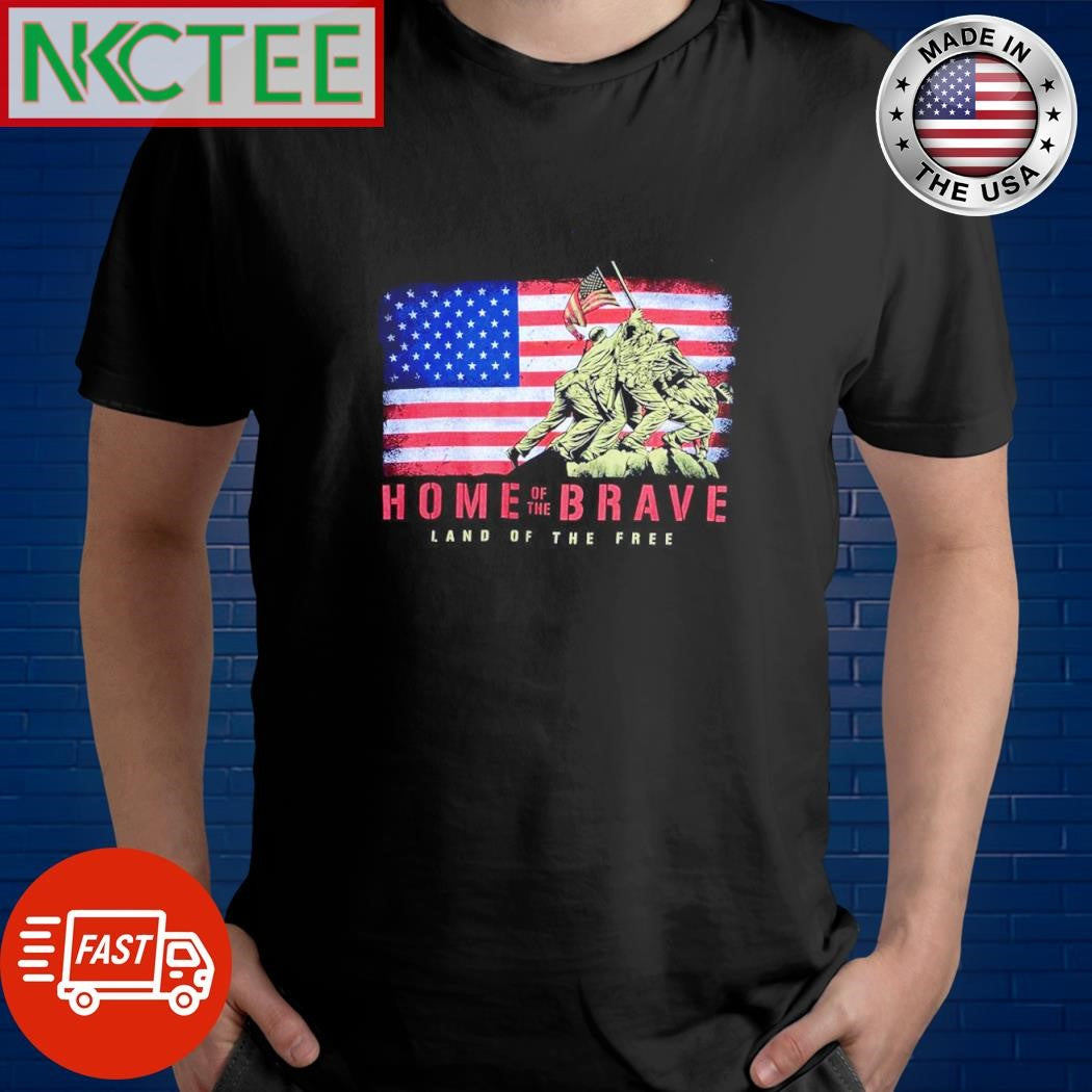 Home of the Brave Land of the Free US flag shirt Unisex T-shirt, Sweatshirt, Hoodie, Long Sleeve Tee - T-Shirt, Sweatshirt, Hoodie