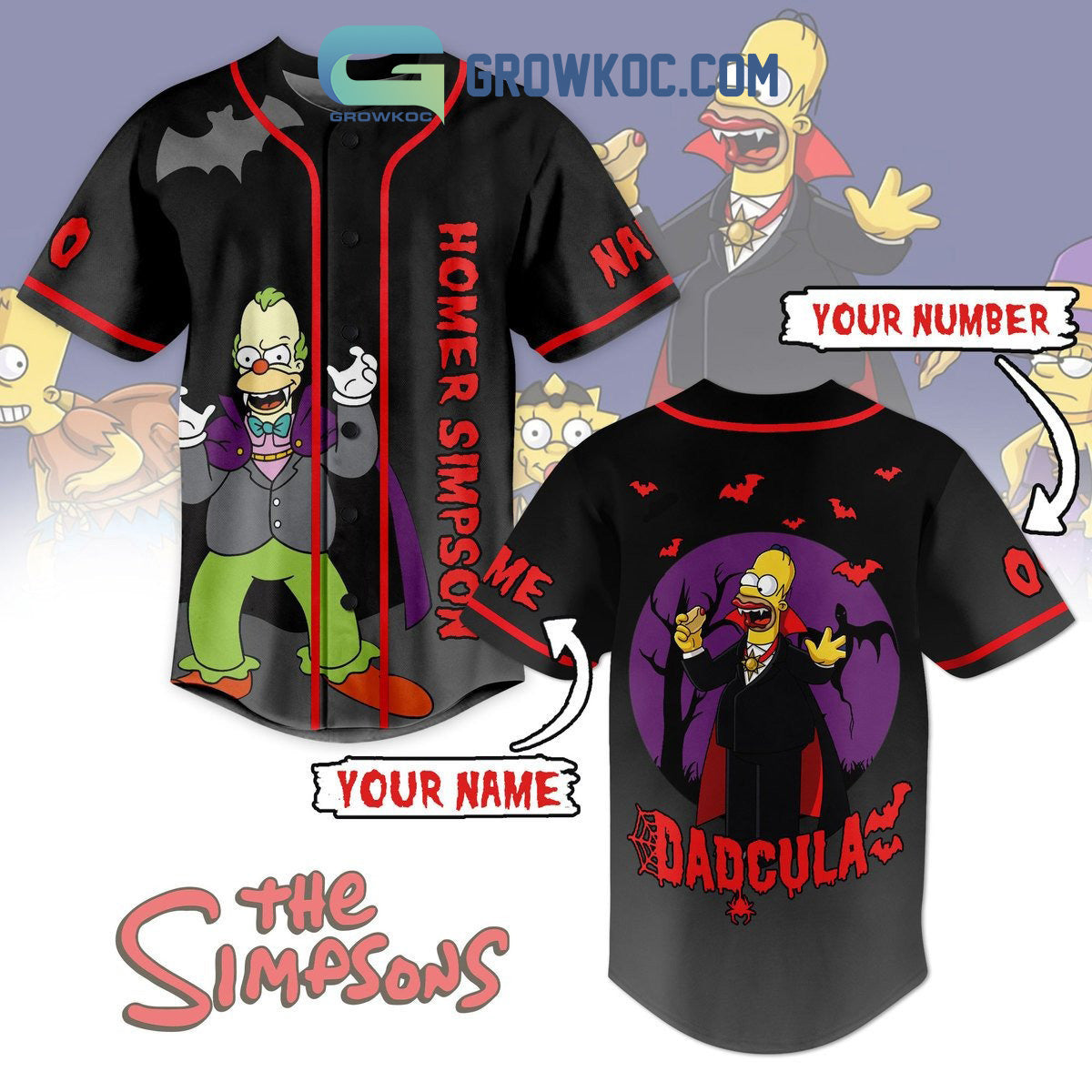 Homer Simpson Dadcula Halloween The Simpsons Personalized Baseball Jersey baseball jersey product view 1