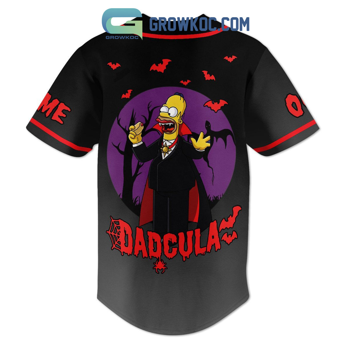 Homer Simpson Dadcula Halloween The Simpsons Personalized Baseball Jersey baseball jersey product view 3