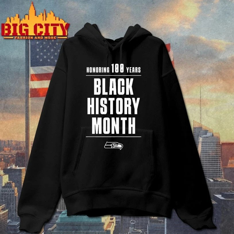 Honoring 100 Years Black History Month Seahawks - Adult & Kids T-Shirts, Sweatshirts & Hoodies apparel design preview 2