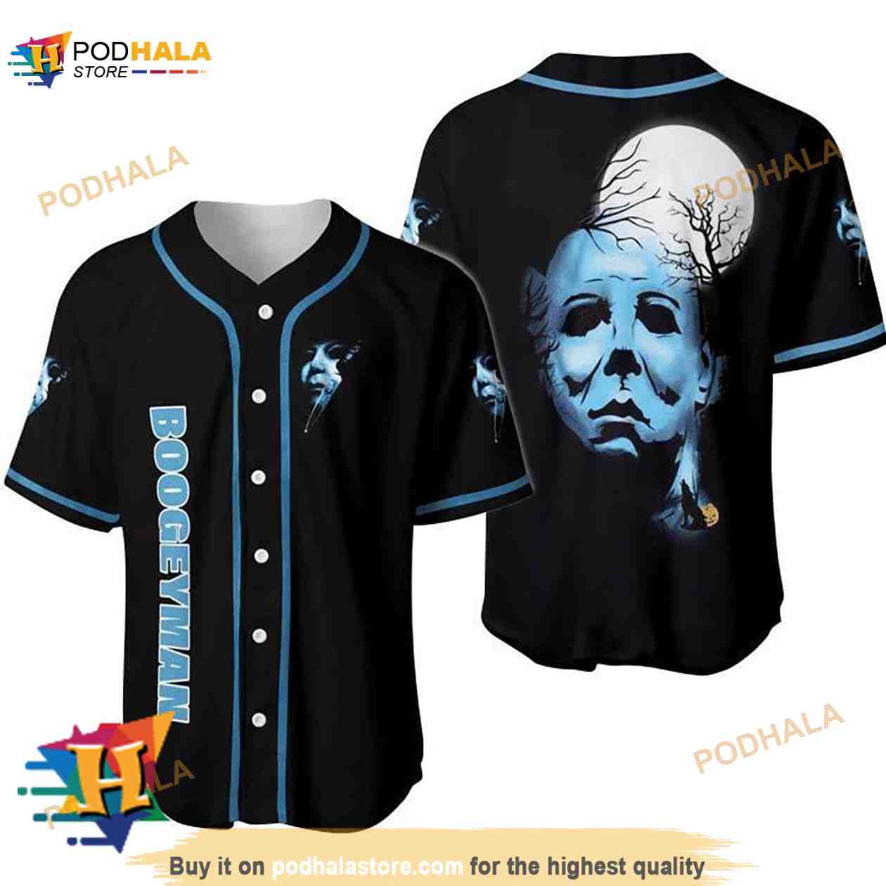 Horror Boogeyman Michael Myers 3D Baseball Jersey baseball jersey product view 1