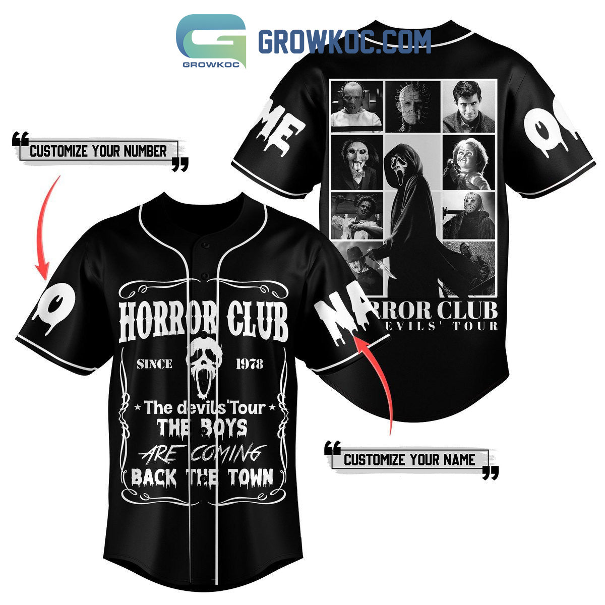Horror Club The Devils’ Tour The Boys Are Coming Back The Town Personalized Baseball Jersey baseball jersey product view 1