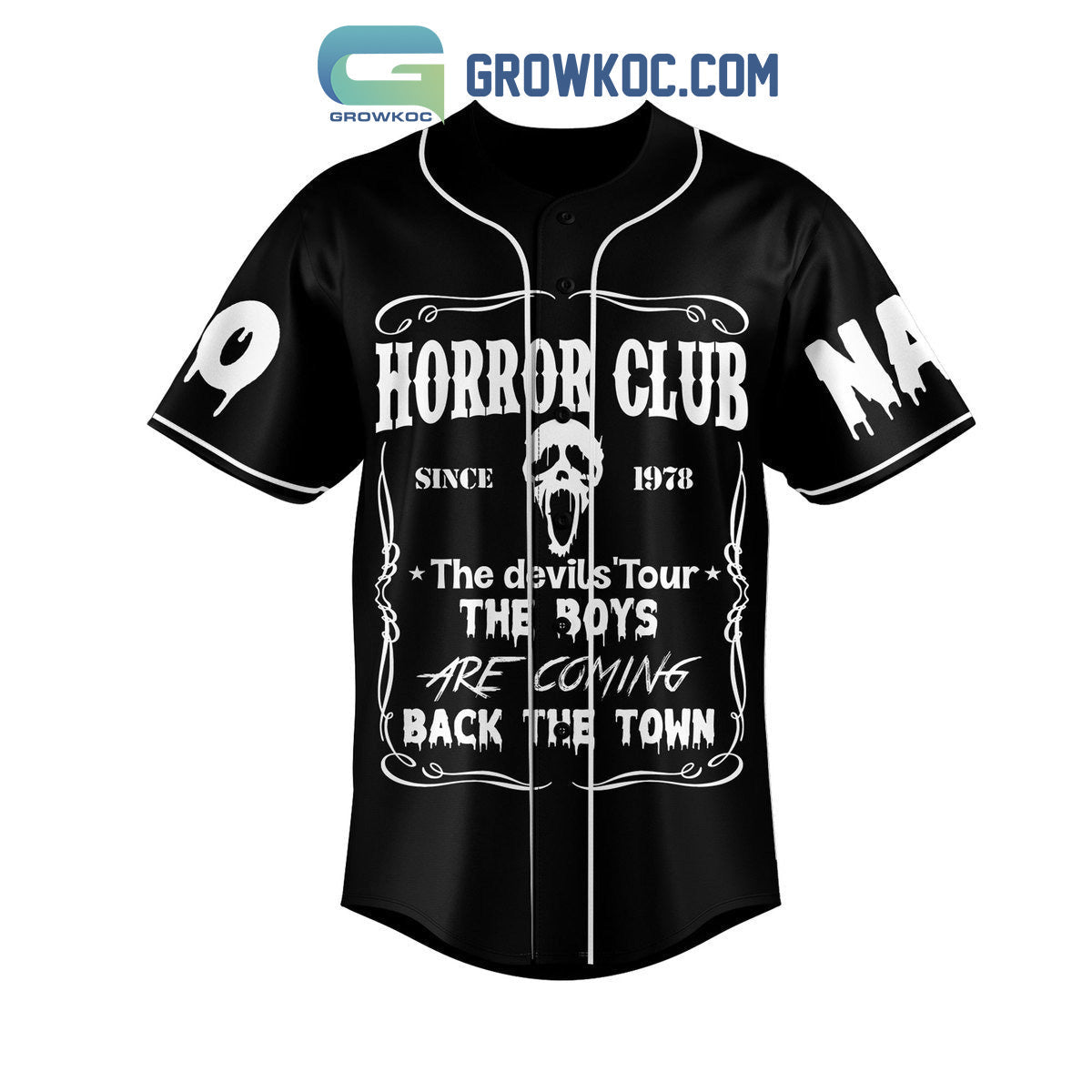 Horror Club The Devils’ Tour The Boys Are Coming Back The Town Personalized Baseball Jersey baseball jersey product view 2