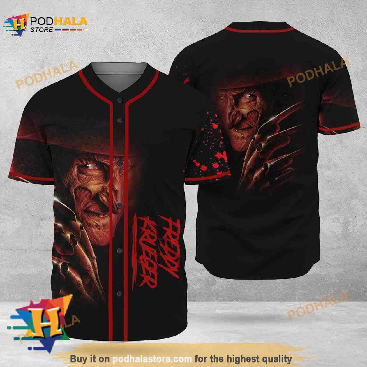 Horror Freddy Krueger Bloody 3D Baseball Jersey baseball jersey product view 1