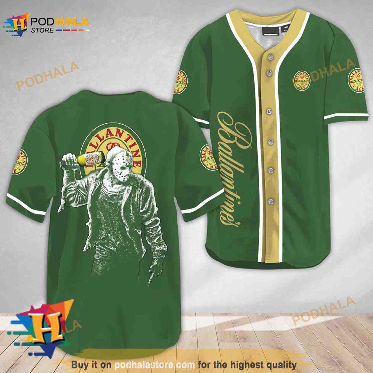 Horror Jason Voorhees Ballantines 3D Baseball Jersey baseball jersey product view 1