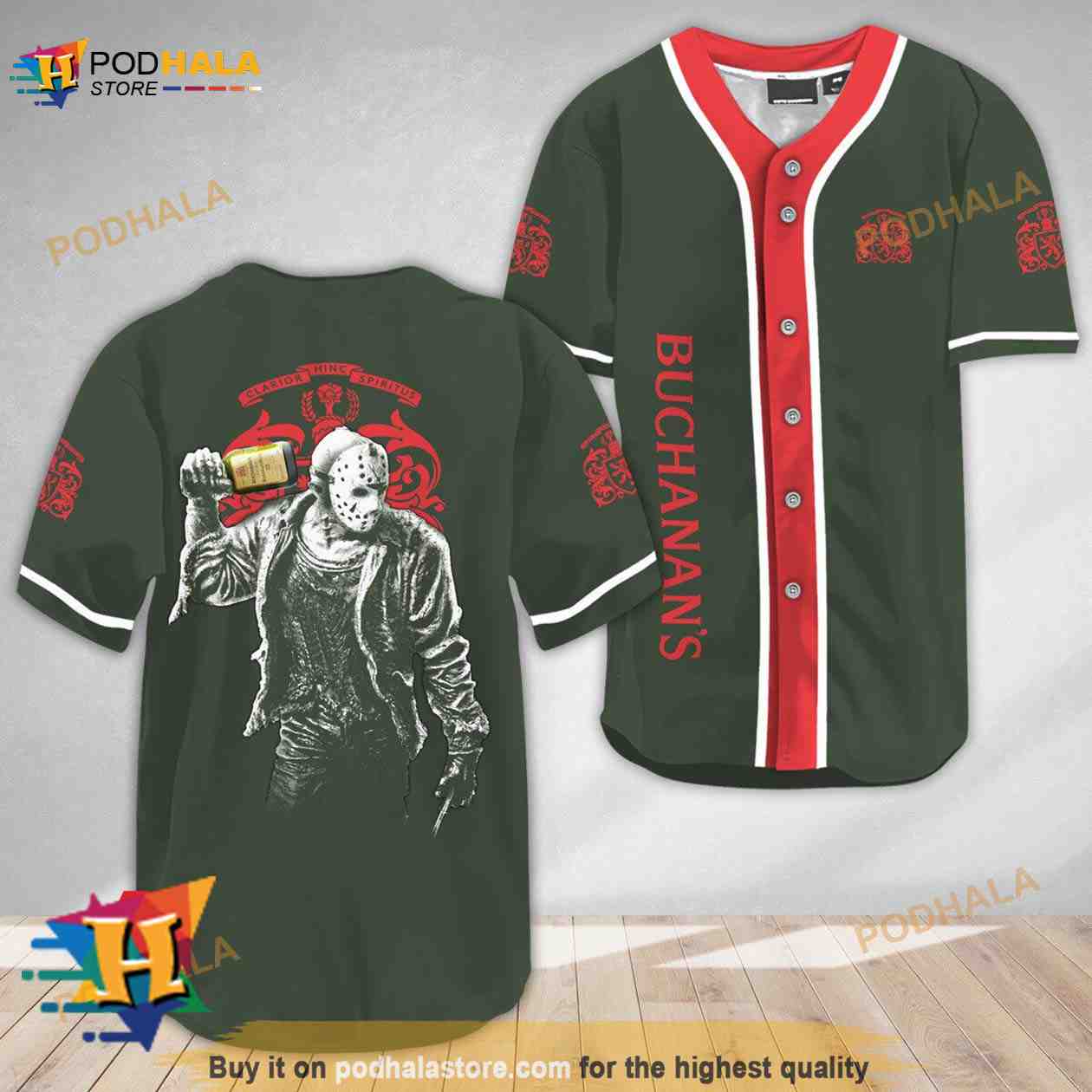 Horror Jason Voorhees Buchanan’s Whisky 3D Baseball Jersey baseball jersey product view 1