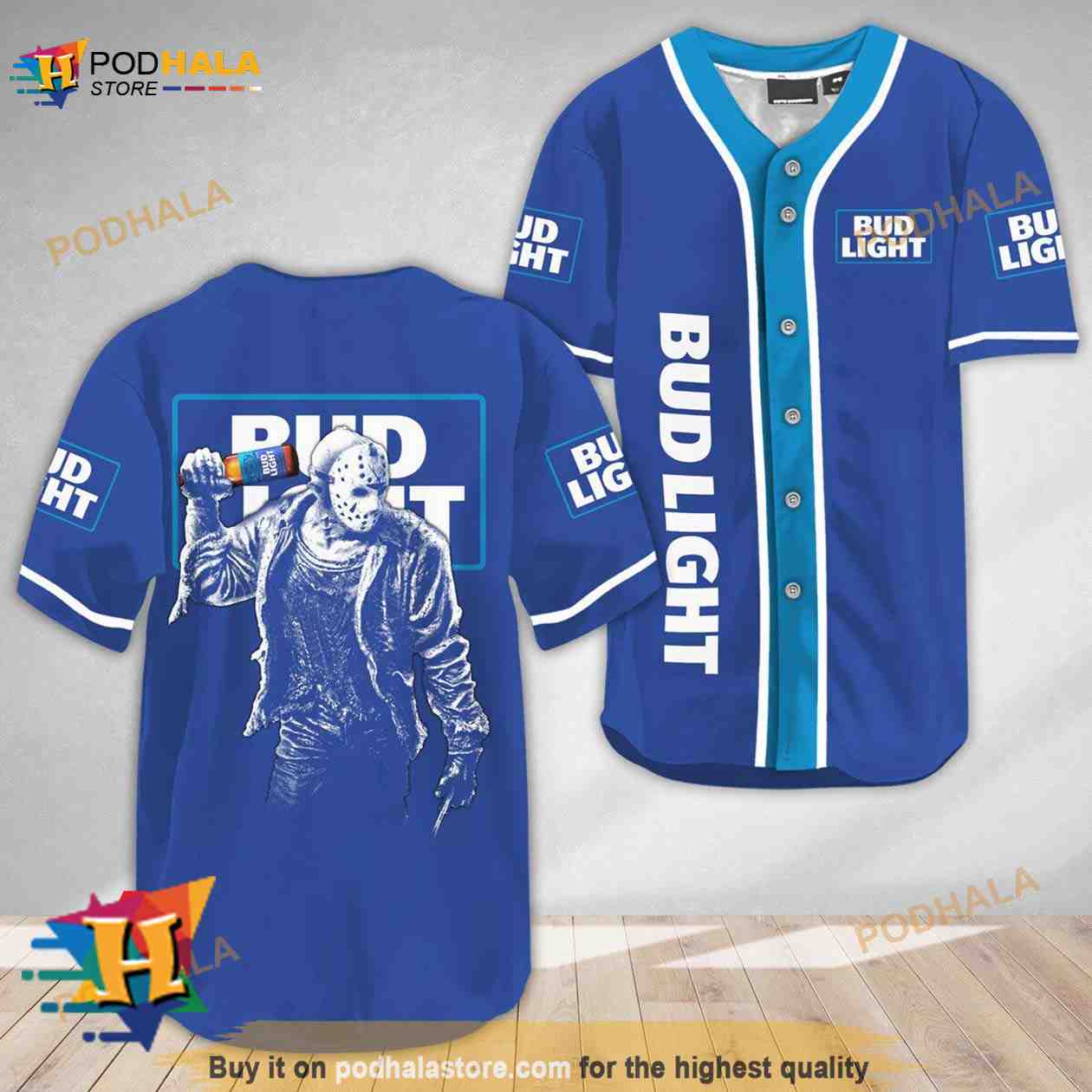 Horror Jason Voorhees Bud Light 3D Baseball Jersey baseball jersey product view 1