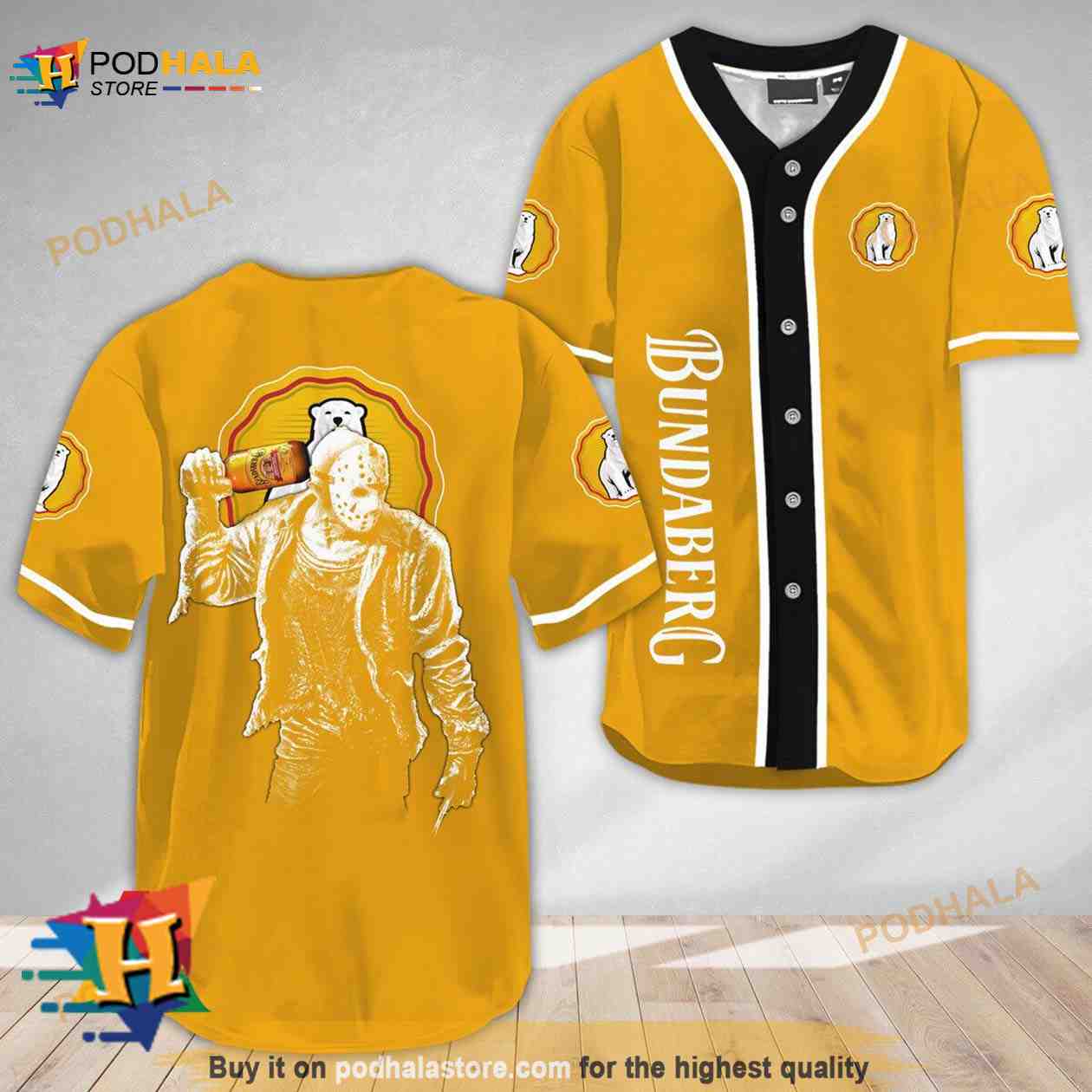 Horror Jason Voorhees Bundaberg Rum 3D Baseball Jersey baseball jersey product view 1