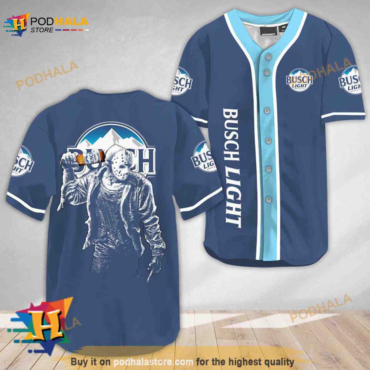 Horror Jason Voorhees Busch Light 3D Baseball Jersey baseball jersey product view 1