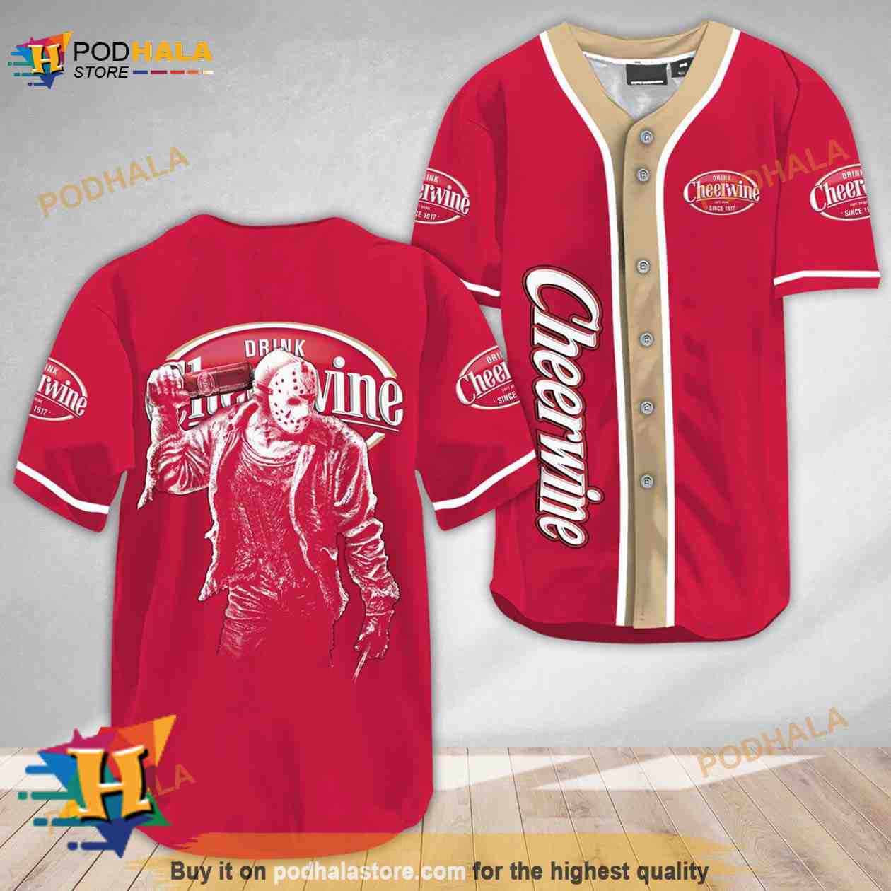 Horror Jason Voorhees Cheerwine 3D Baseball Jersey baseball jersey product view 1
