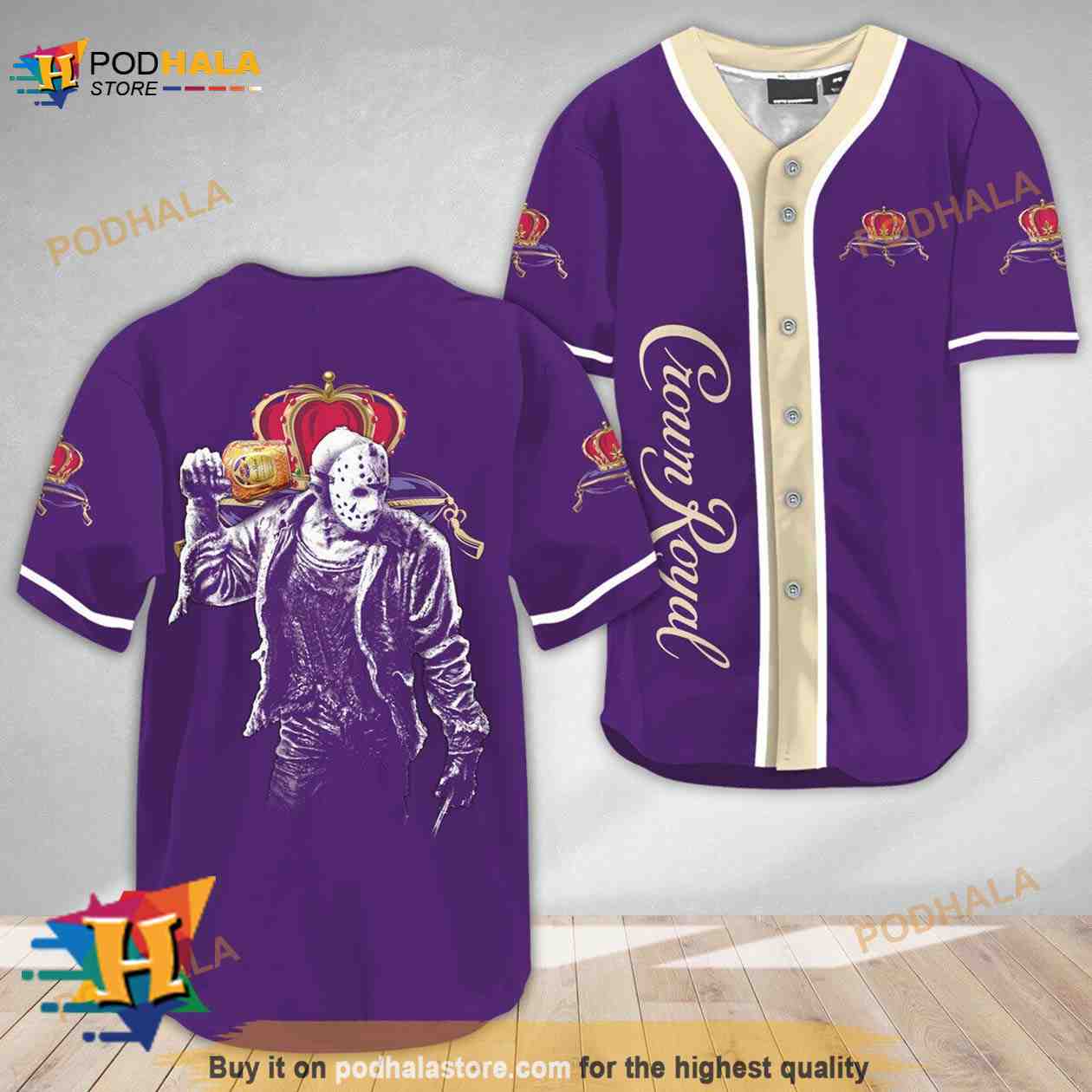 Horror Jason Voorhees Crown Royal 3D Baseball Jersey baseball jersey product view 1