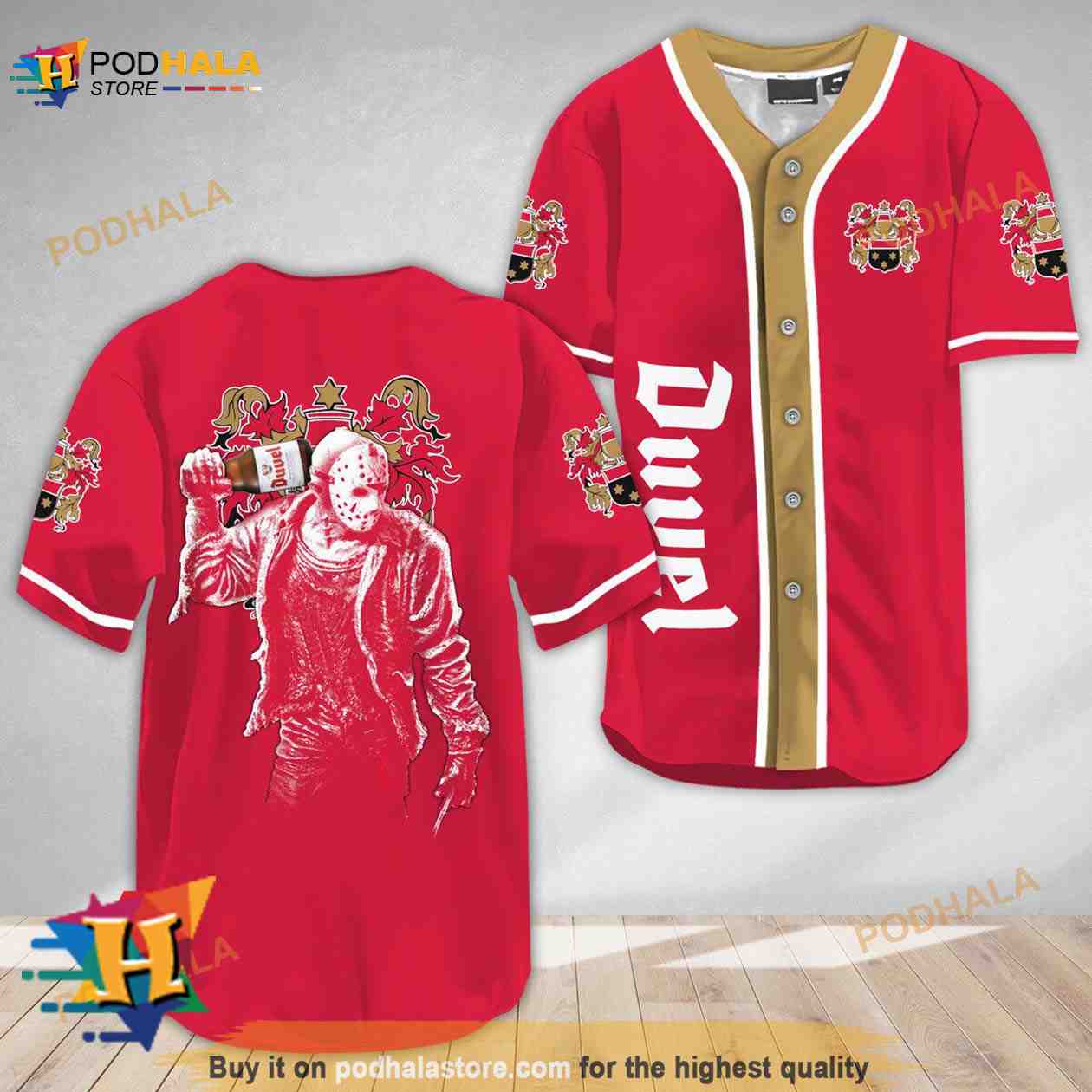 Horror Jason Voorhees Duvel Beer 3D Baseball Jersey baseball jersey product view 1