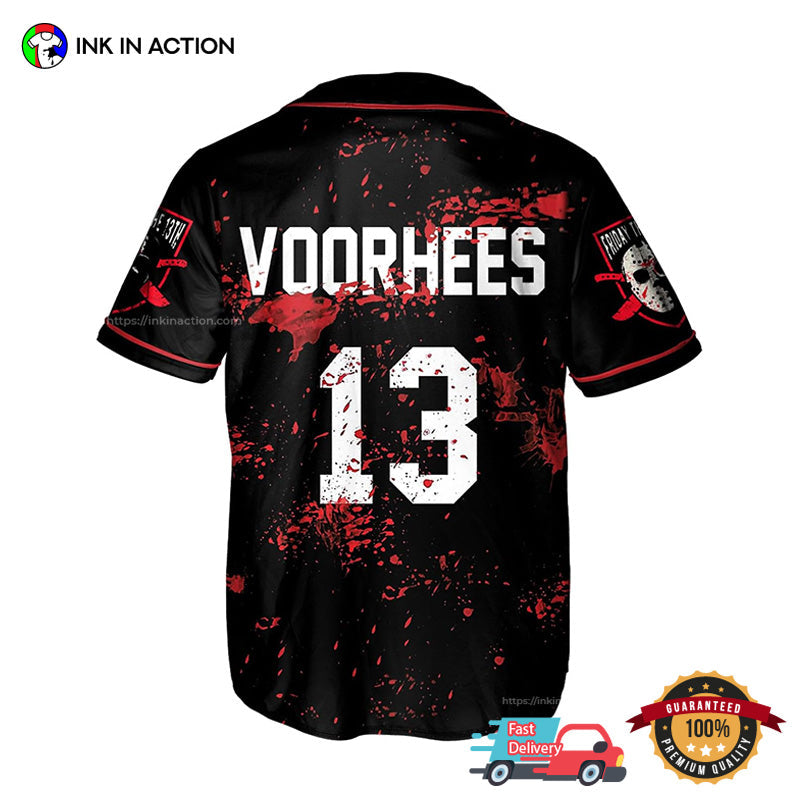 Jason Voorhees Friday 13th Horror Lake Baseball Jersey for Men baseball jersey product view 3