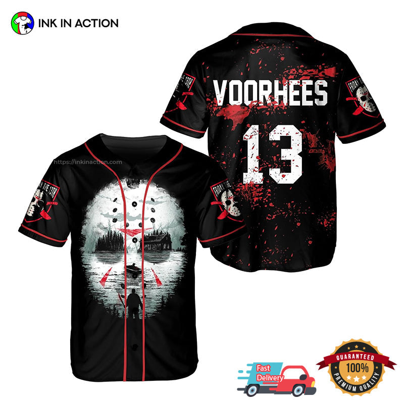 Jason Voorhees Friday 13th Horror Lake Baseball Jersey for Men baseball jersey product view 1