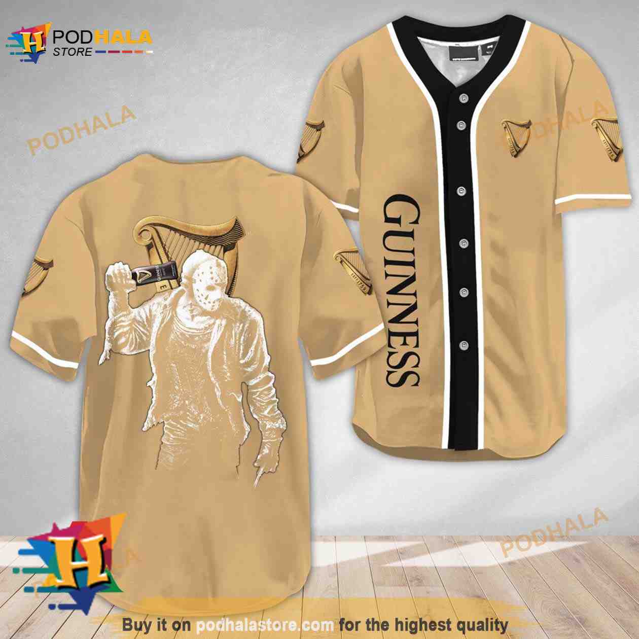 Horror Jason Voorhees Guinness Beer 3D Baseball Jersey baseball jersey product view 1