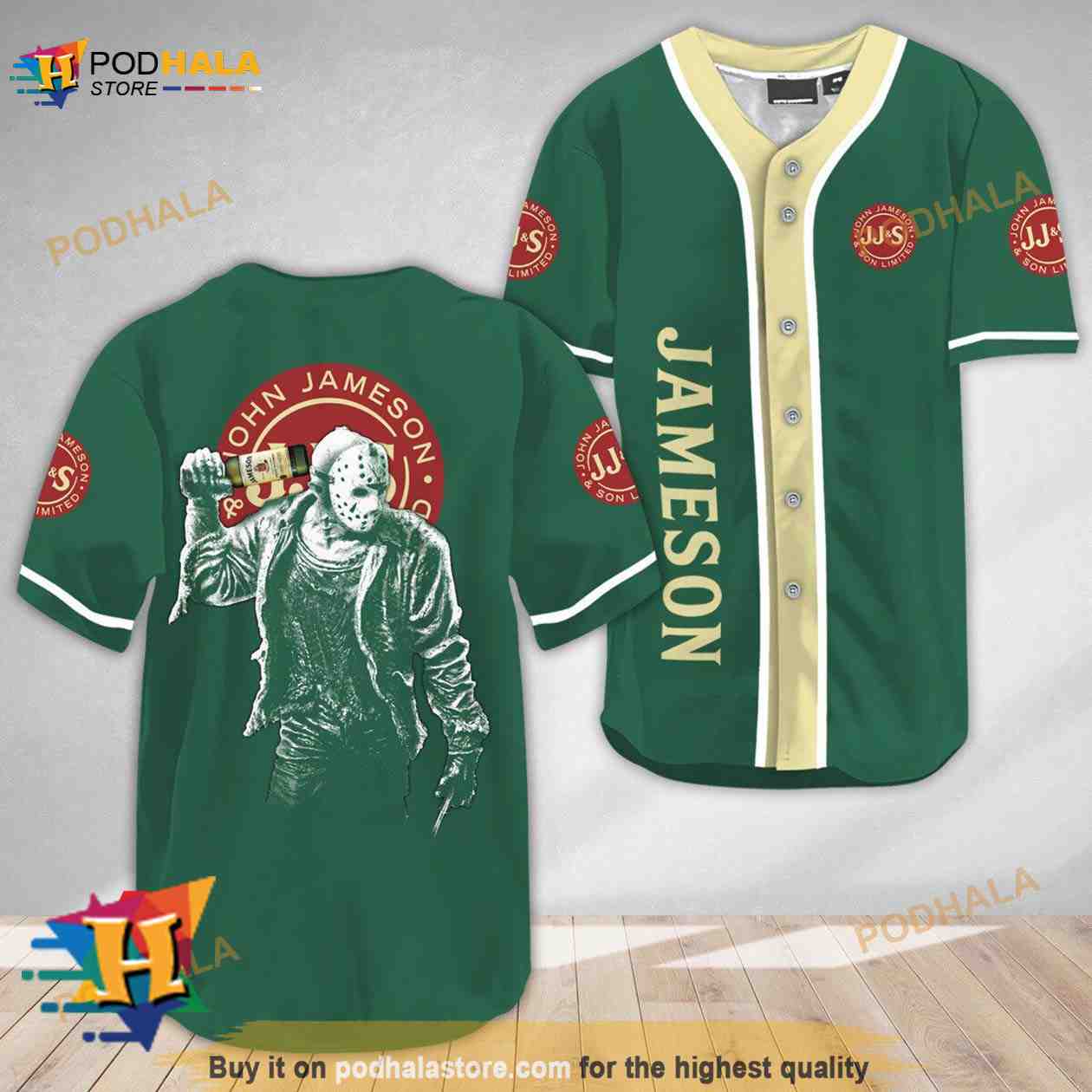 Horror Jason Voorhees Jameson Whiskey 3D Baseball Jersey baseball jersey product view 1