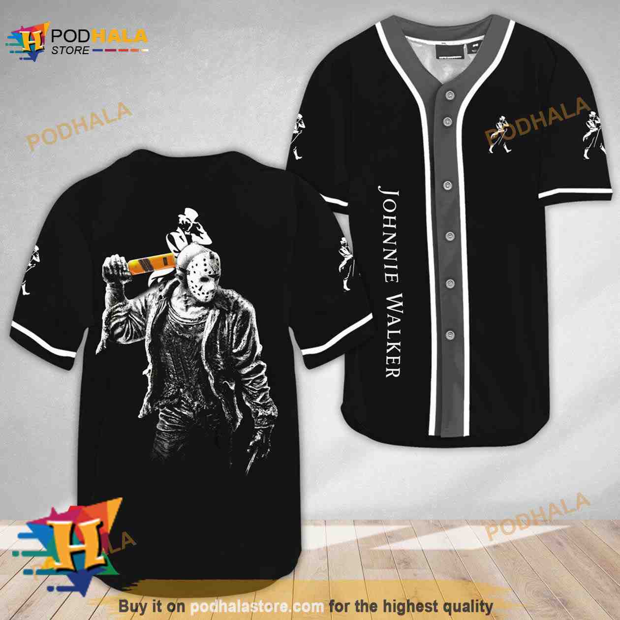 Horror Jason Voorhees Johnnie Walker 3D Baseball Jersey baseball jersey product view 1