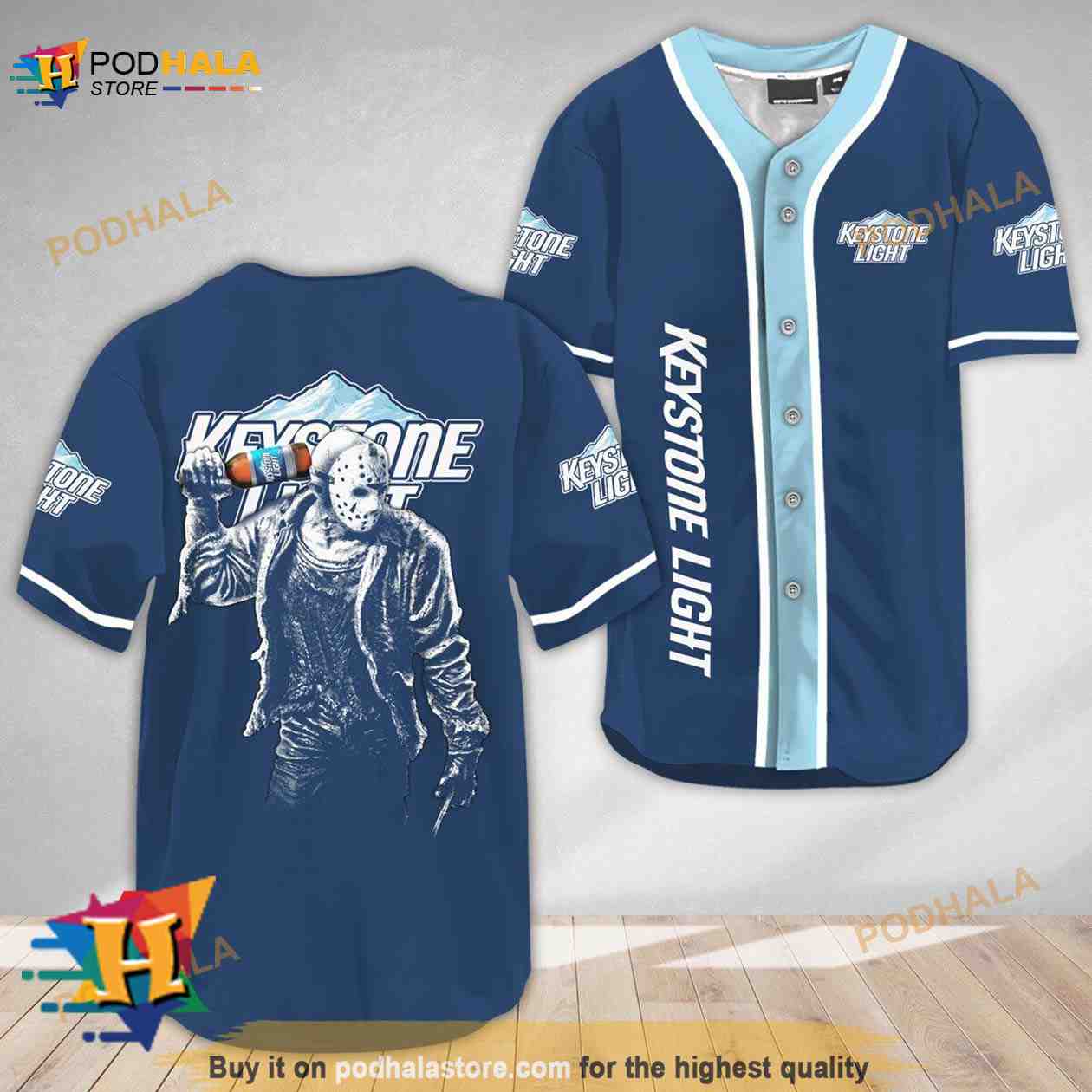 Horror Jason Voorhees Keystone Light 3D Baseball Jersey baseball jersey product view 1